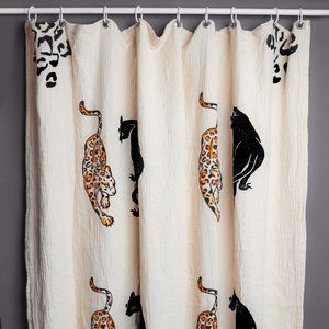 COPY - ICONIUM beige, leopard printed, cotton fabric shower curtain for bathroom